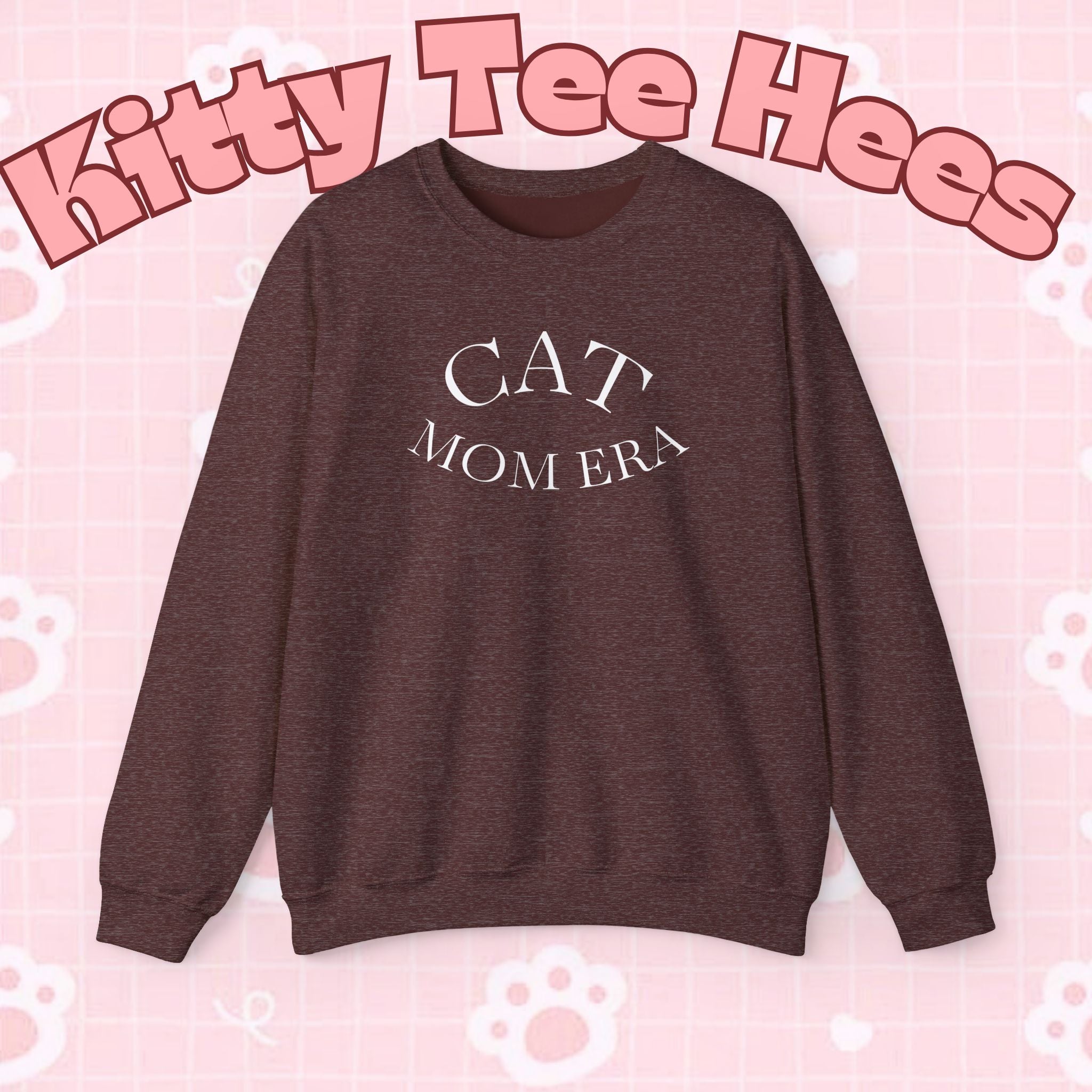 Cozy cat mom sweatshirt with a cute animal print, perfect for feline owners and pet lovers, by Printify.