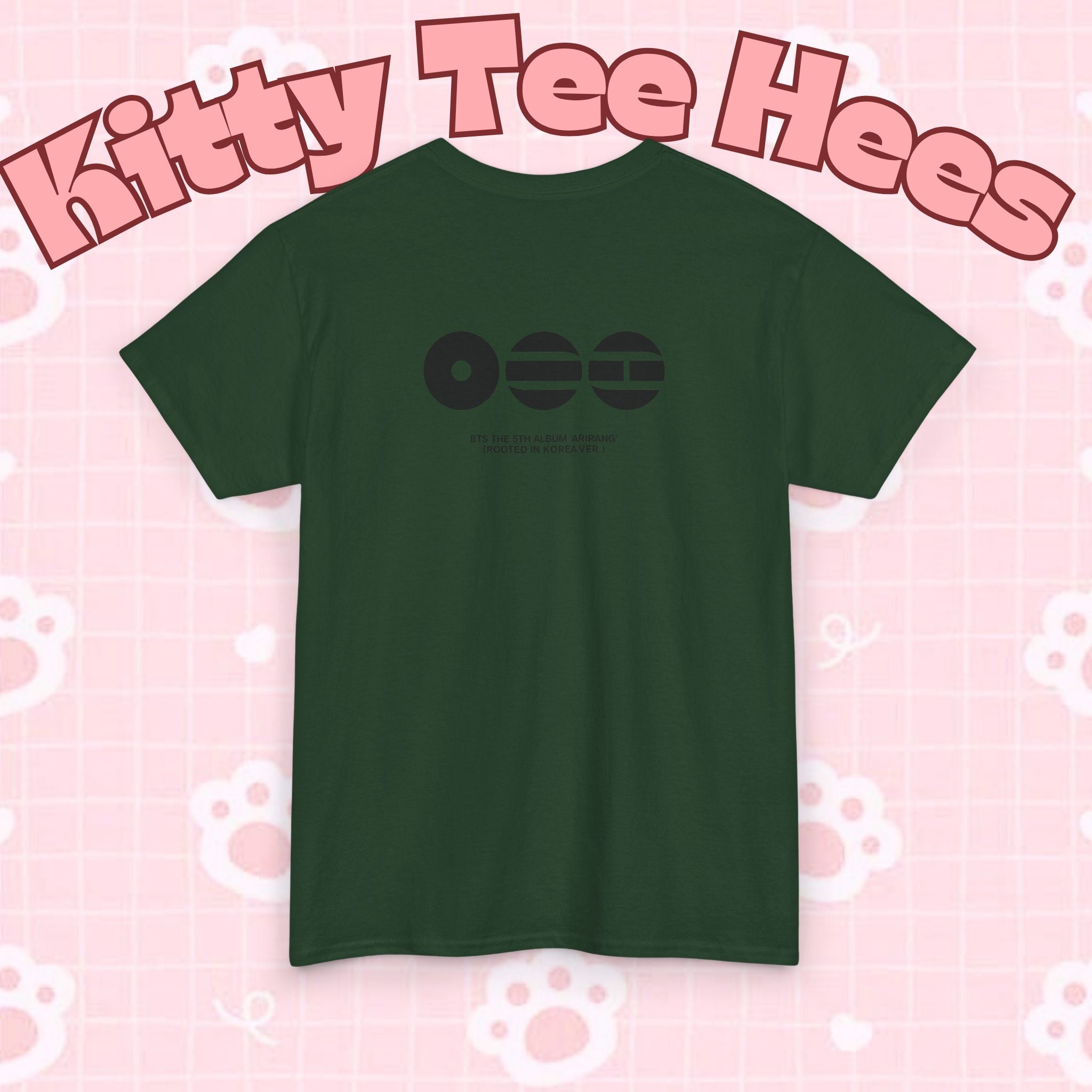 K-Pop BTS Arirang Bangtan concert T-shirt featuring graphic design, inspired by BTS world tour, by Printify.