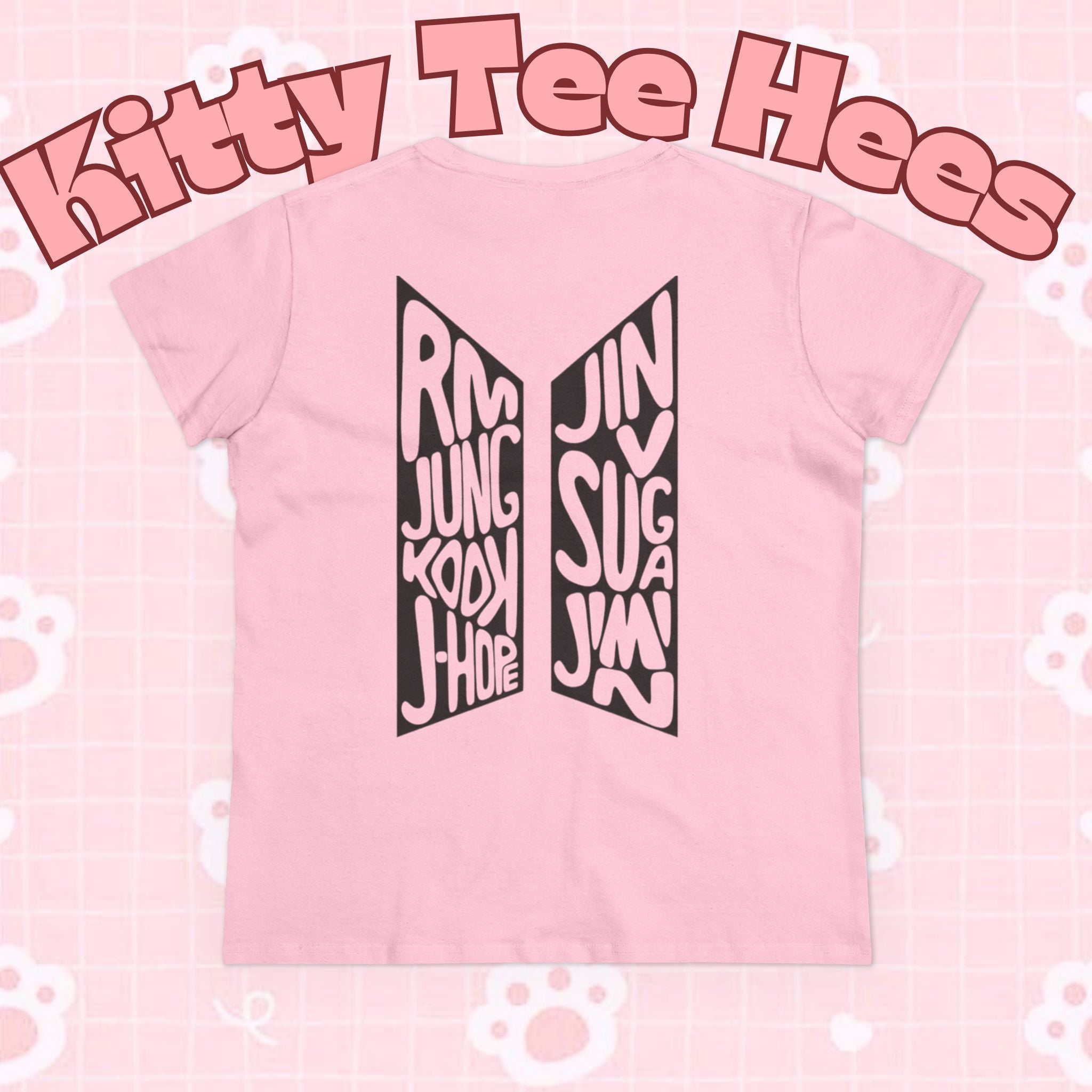 BTS ARIRANG graphic T-shirt featuring BTS logo and member names, casual cotton tee with colorful design on front.