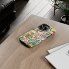 Cute cat portrait phone case for iPhone 17, stylish cozy living room pet home design by Printify.