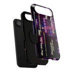 Neon Korean script BTS phone case for iPhone and Samsung, impact-resistant, featuring bold neon text and BTS branding.