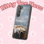 Clear impact-resistant phone case featuring Bangtan Boys K-pop design, compatible with smartphones for stylish protection.