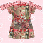 Apple pie and holiday motifs printed T-shirt dress with vintage graphic design from Printify, casual and fun feminine wear.