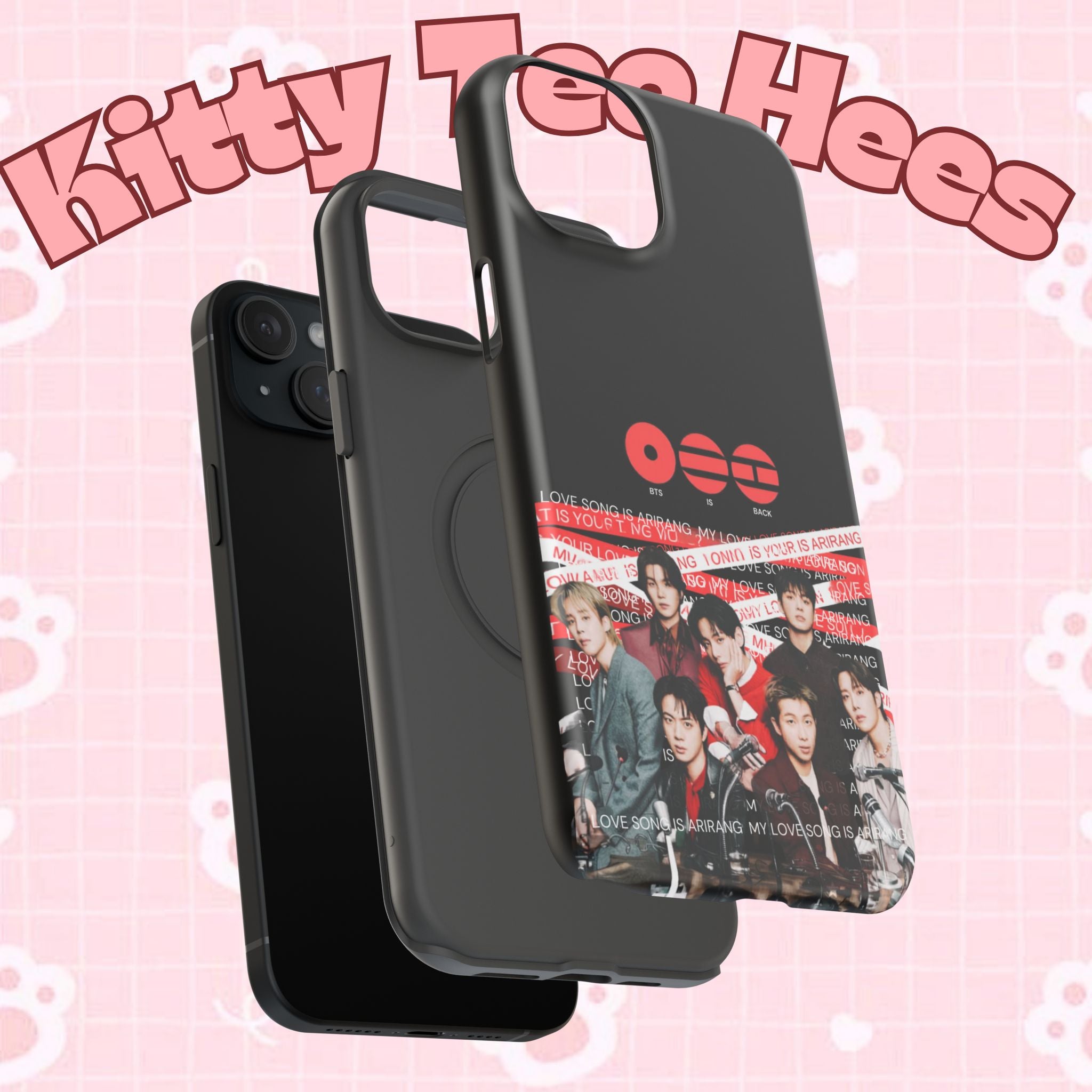Printify BTS Bangtan phone case featuring fanmade K-Pop Boy Band ARIRANG concert design, impact-resistant protective cover.