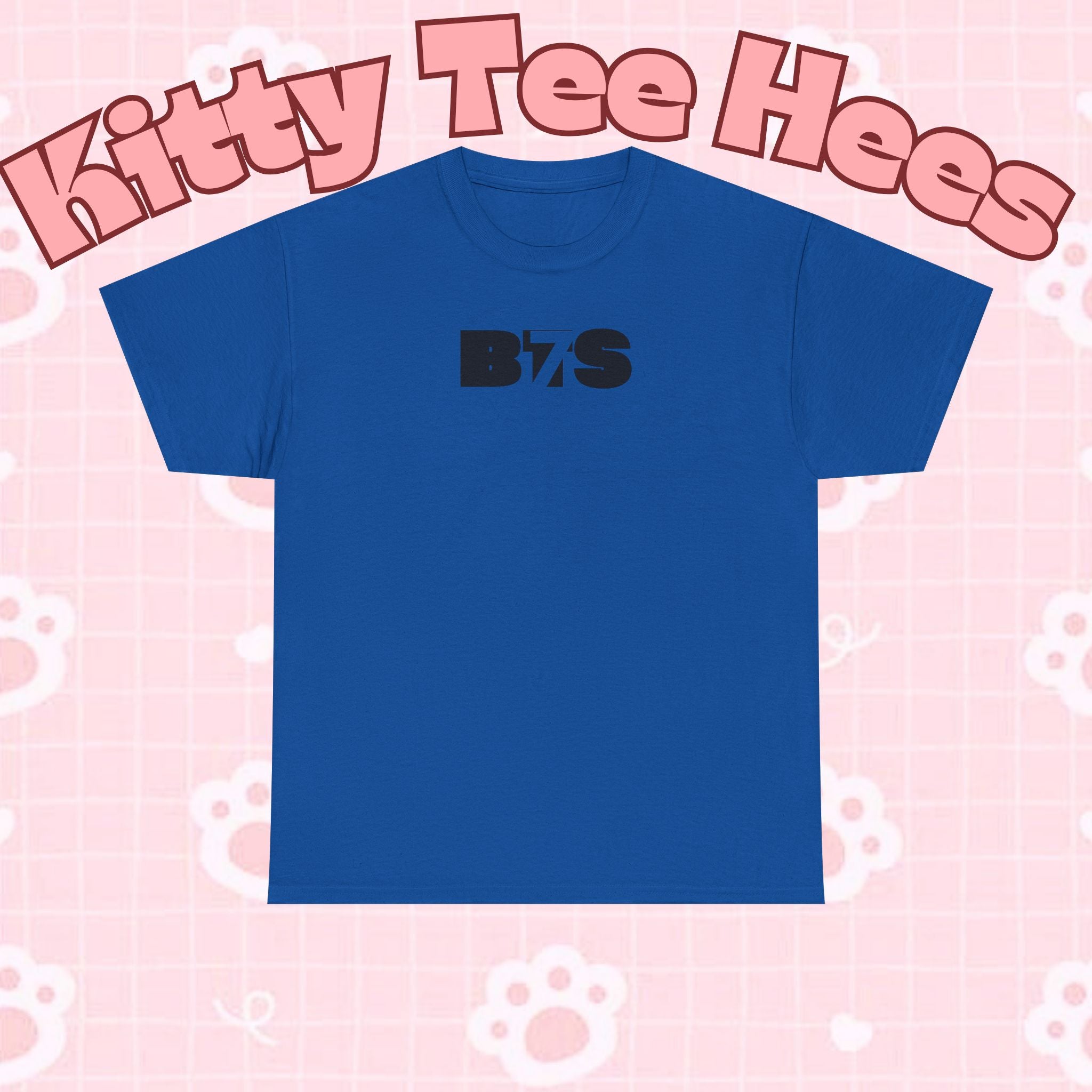 Black BTS logo T-shirt by Printify featuring minimal Bangtan emblem, casual K-pop band graphic tee.
