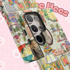 Cute cat pet portrait iPhone 17 case by Printify featuring a cozy living room scene with a stylish design and protective cover.
