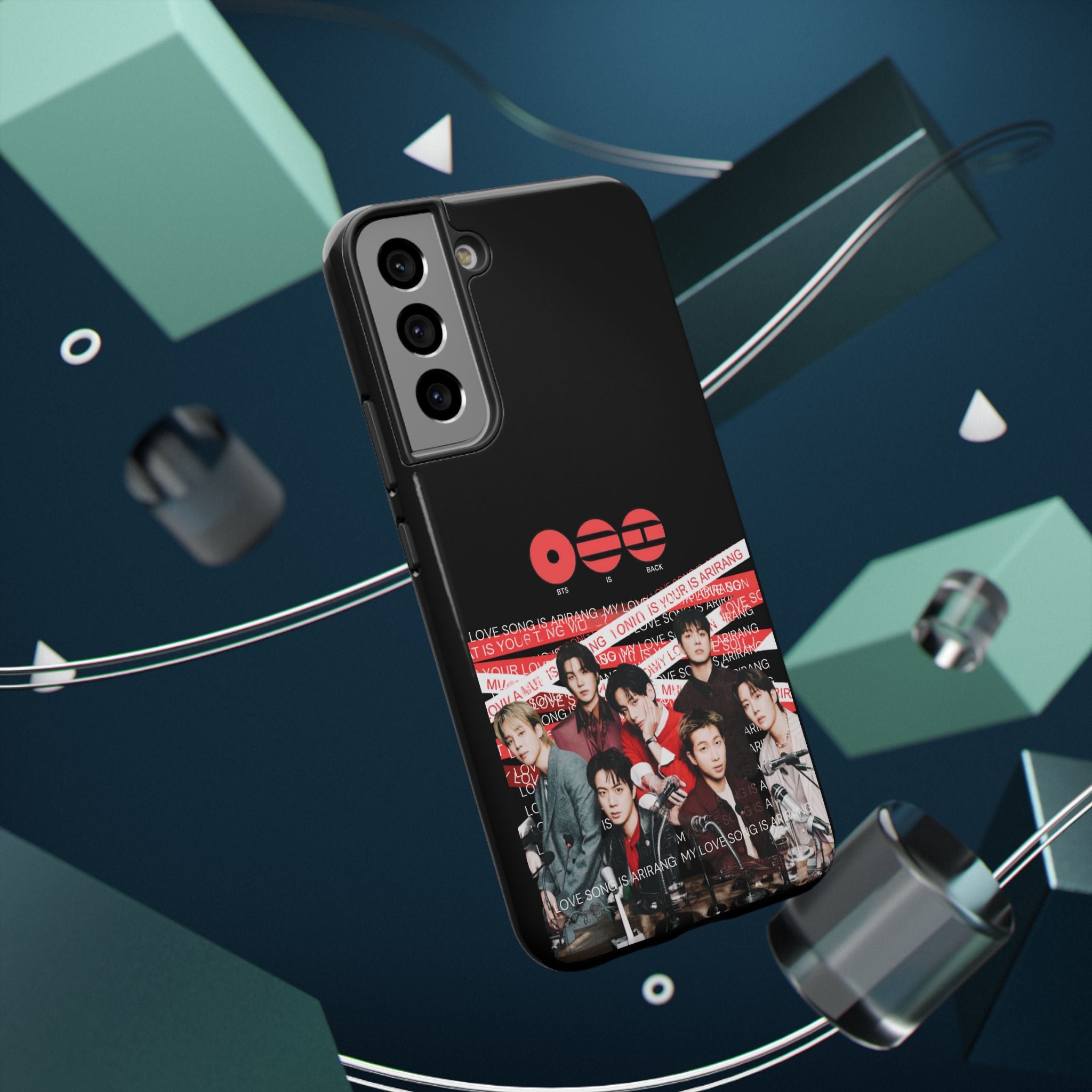K-Pop BTS Bangtan phone case with fanmade concert design, impact-resistant, featuring BTS Arirang band photo, for smartphone protection