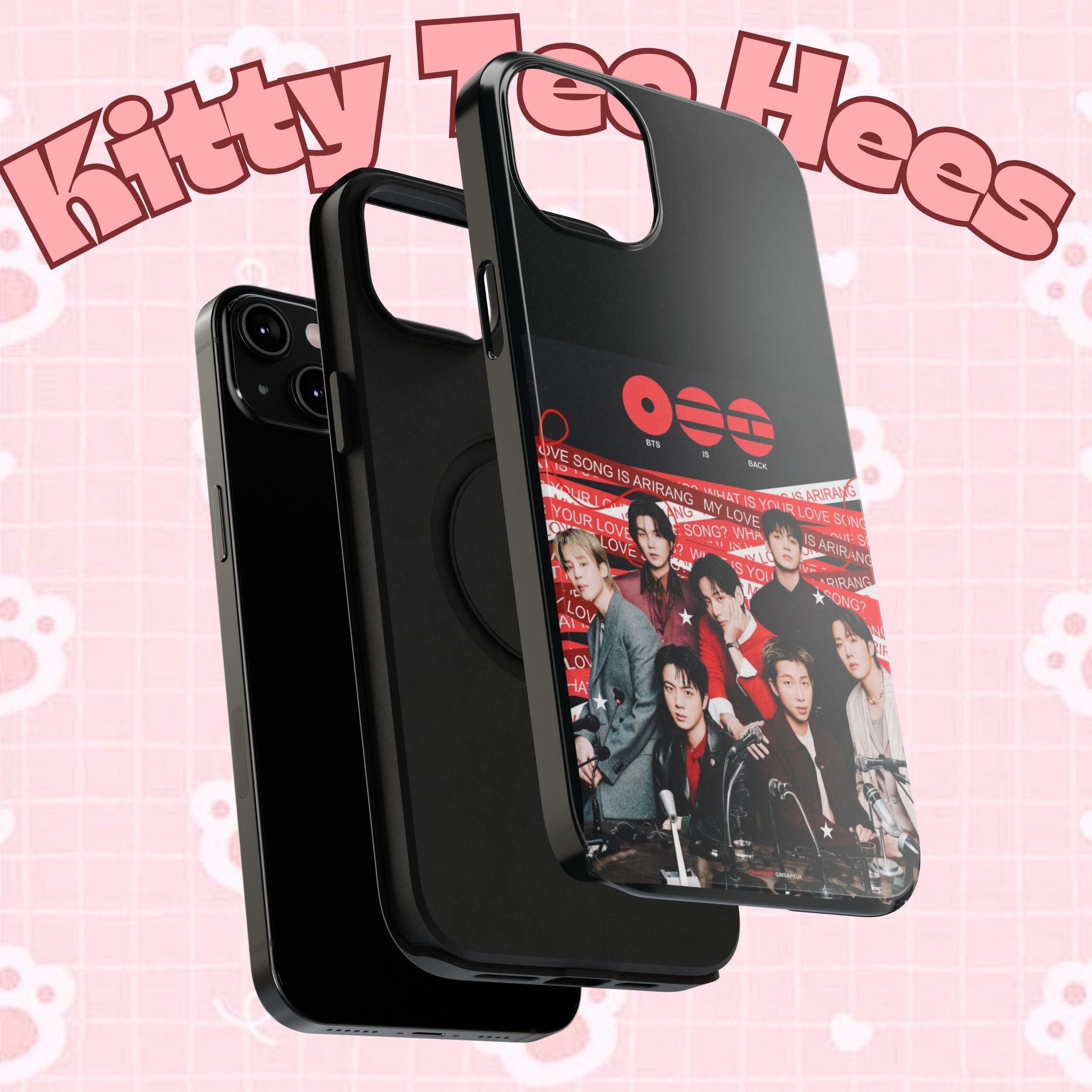 Printify BTS Arirang phone case featuring Bangtan concert image, impact-resistant K-Pop band photo phone cover for smartphones.
