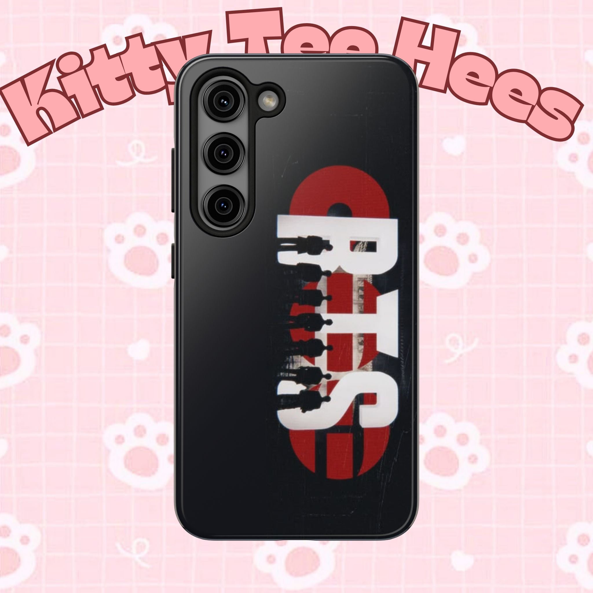 Printify BTS Arirang phone case with BTS album and Bangtan silhouettes, tough protective case for iPhone and Samsung smartphones.