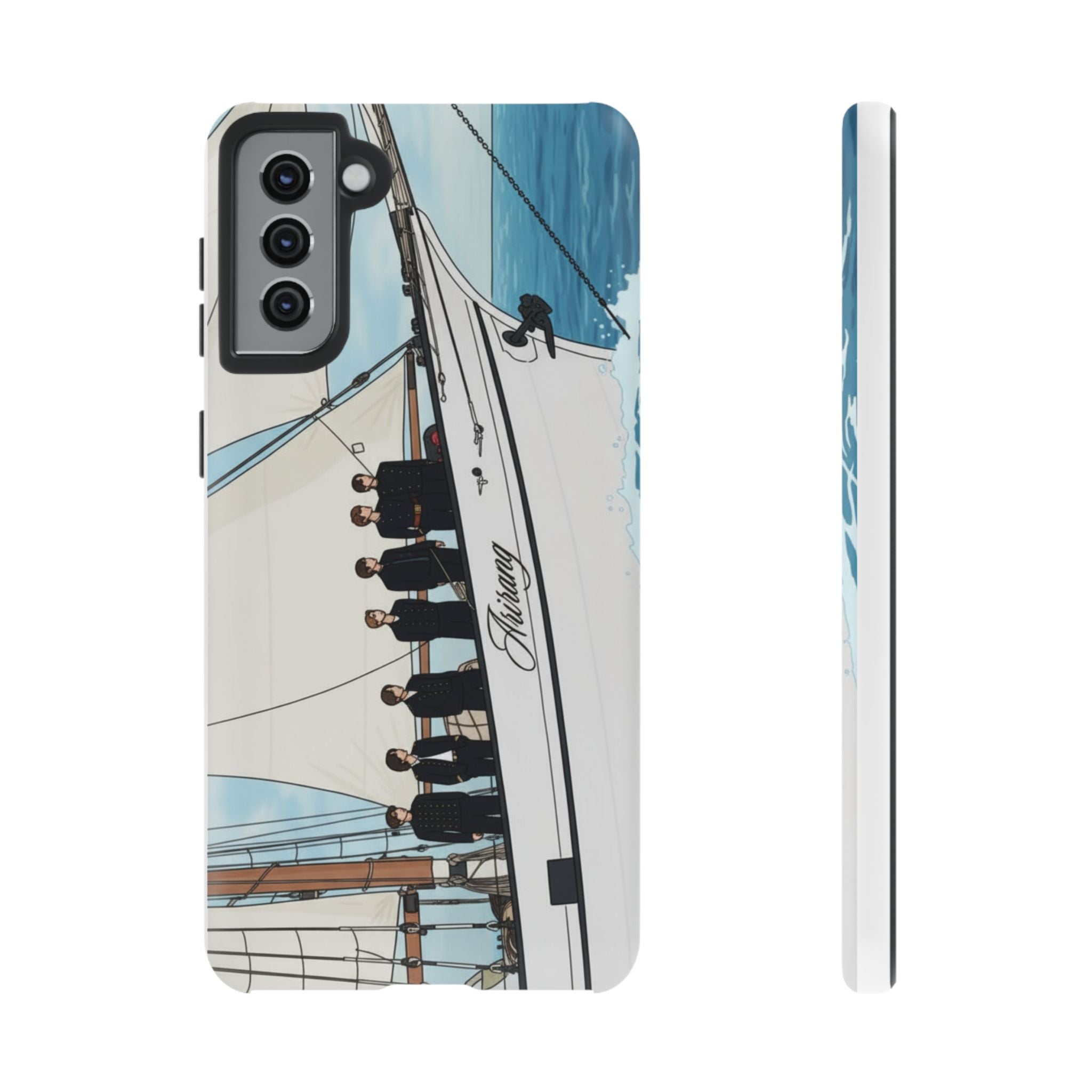 BTS Arirang swim-themed phone case for iPhone 17 and Samsung, Printify tough concert phone case with Bangtan design.