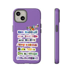 BTS member names phone case featuring Jungkook, Jimin, and Rap Monster on a tough iPhone 17 case by Printify.