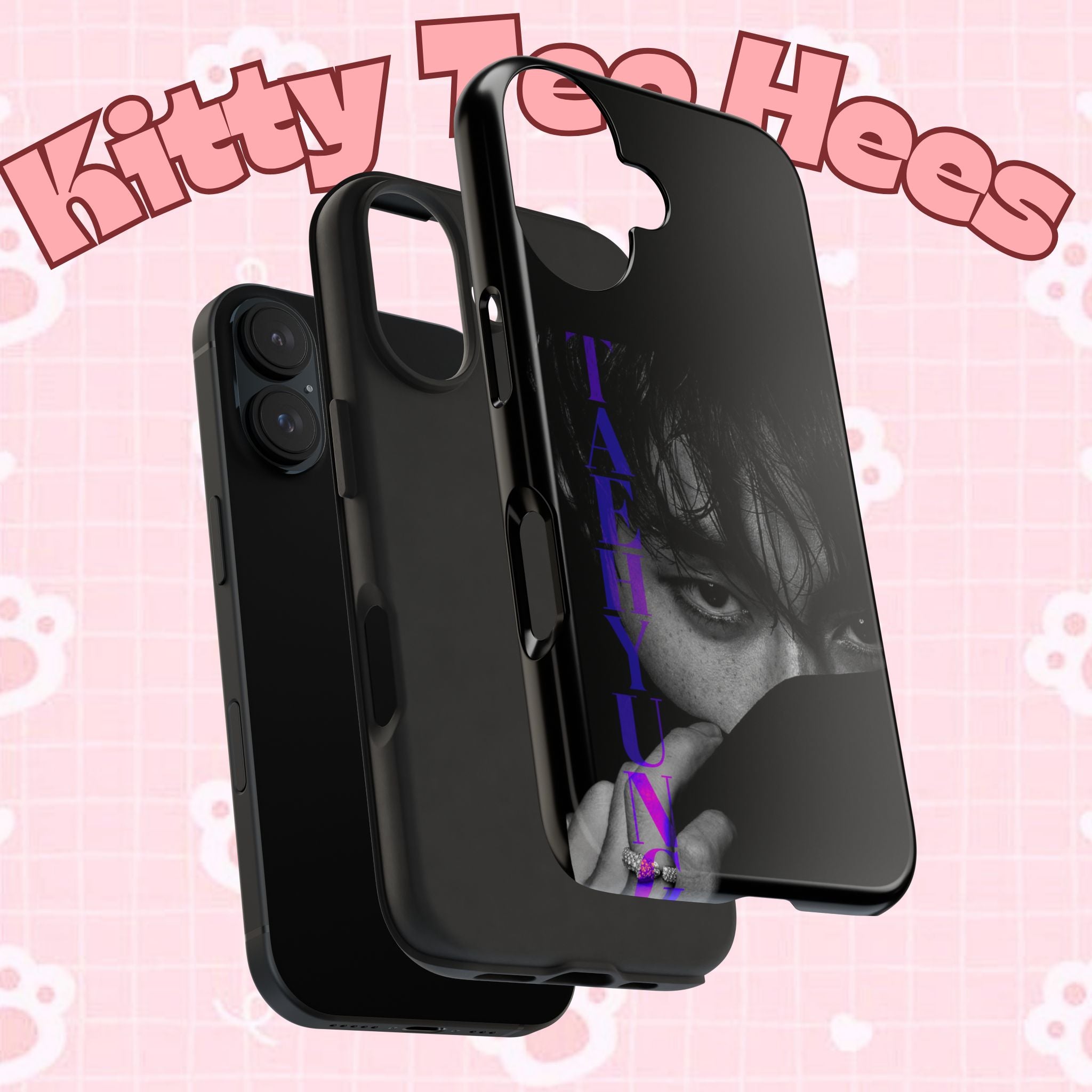 BTS Taehyung (V) phone case with dark Bangtan design for iPhone and Samsung, featuring Kim Taehyung from BTS.