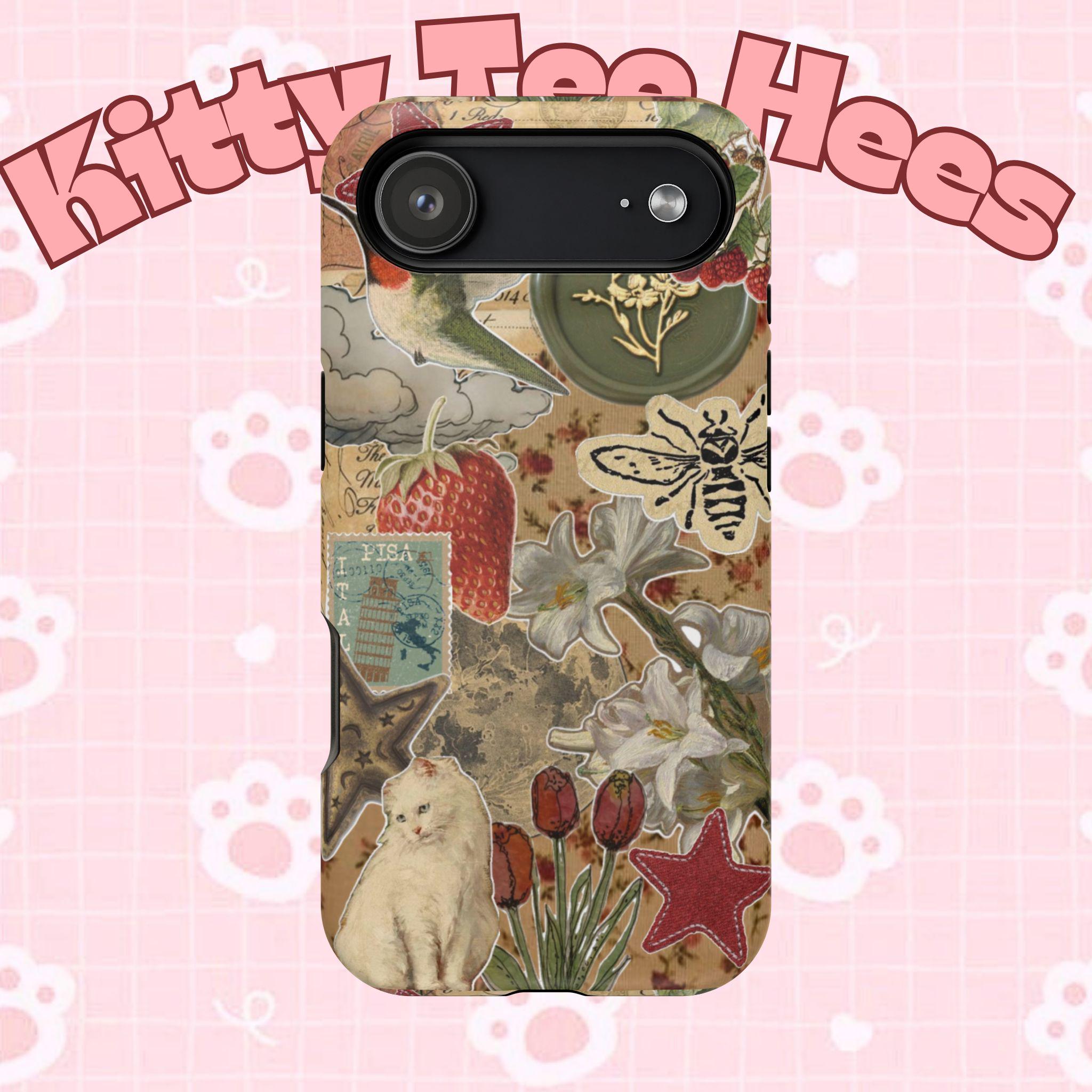 Newsprint Vintage Maximalist Impact-Resistant Case, iphone 17 case | Retro Newspaper Aesthetic - Kitty TeeHees