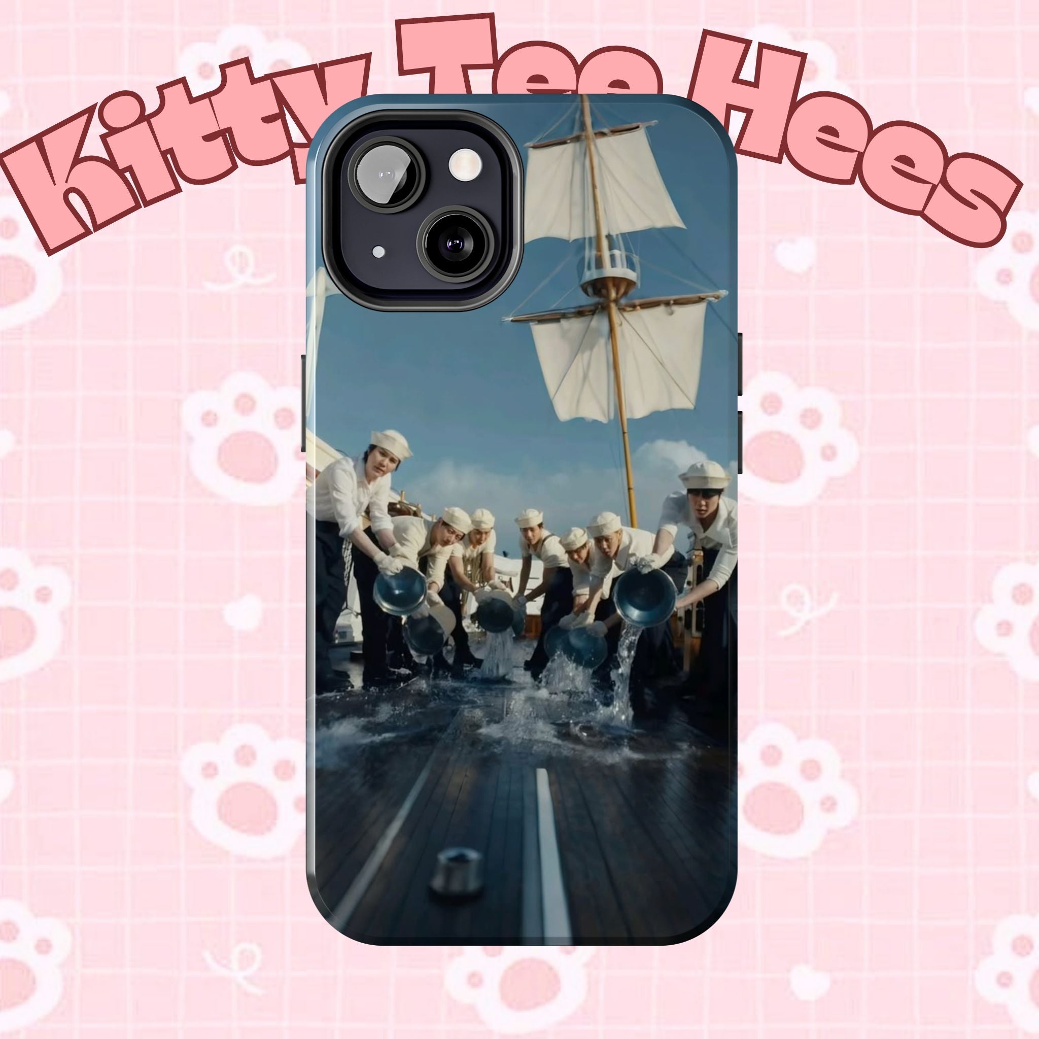 Cute Sailor BTS phone case with K-pop design, featuring BTS Arirang and concert-themed artwork on a Printify phone case.