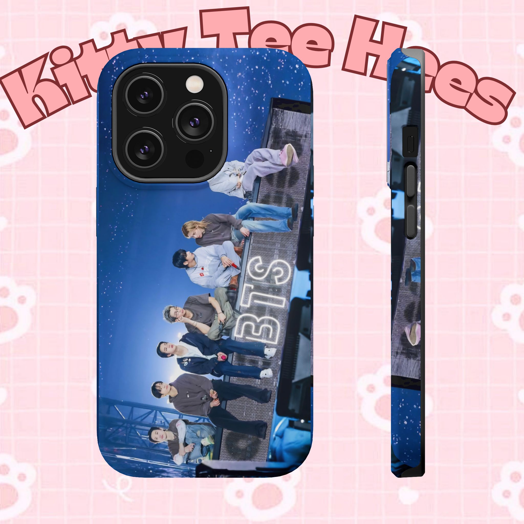 Printify BTS Bangtan World Tour Arirang impact-resistant phone case for iPhone 17 and Samsung Galaxy 26 Ultra, featuring tour design.