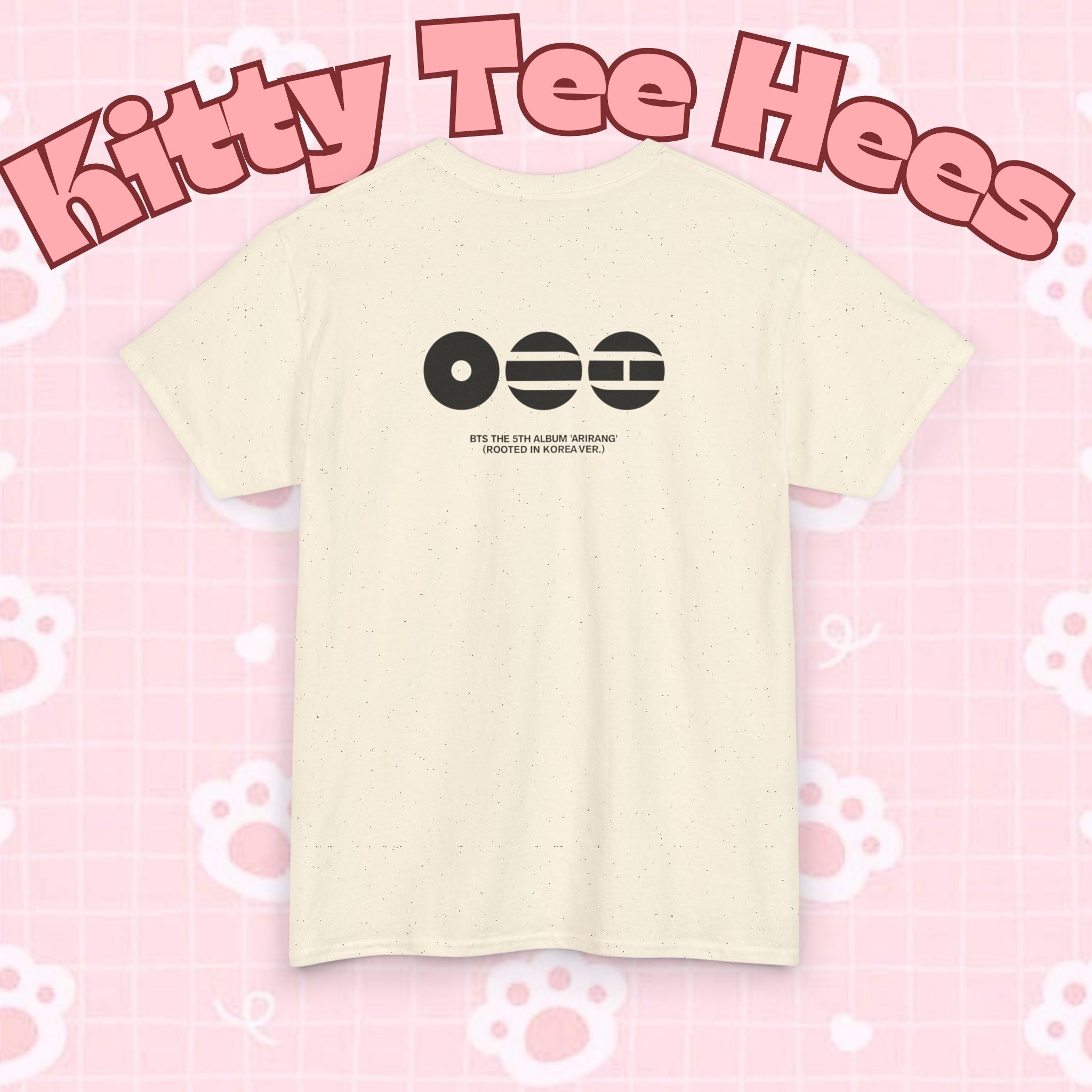 Black BTS concert T-shirt featuring a K-pop inspired graphic design with Arirang Bangtan BTS logo, casual style, Printify brand.