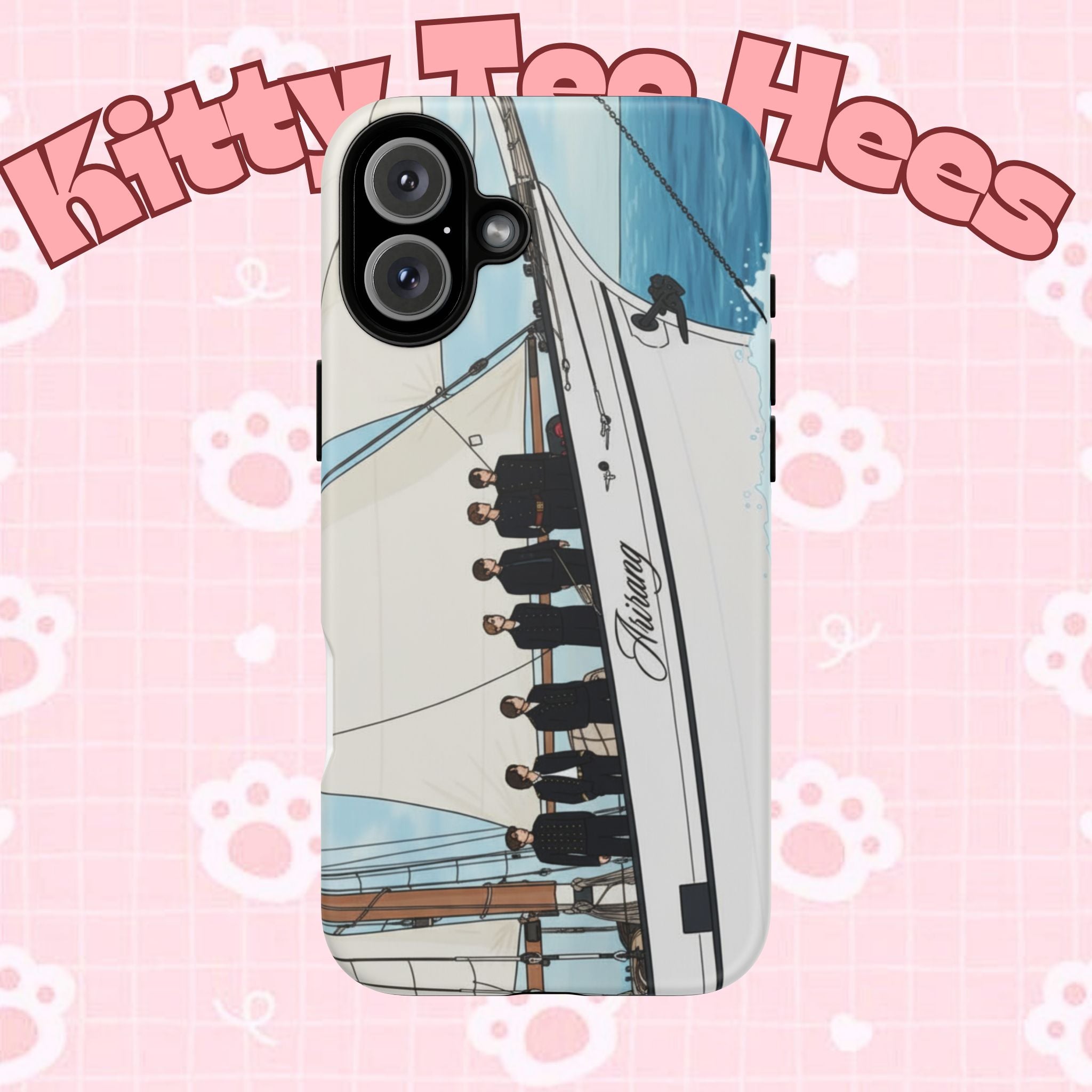 BTS Arirang swim-themed phone case for iPhone 17 and Samsung, durable Tough Case featuring Bangtan concert design by Printify