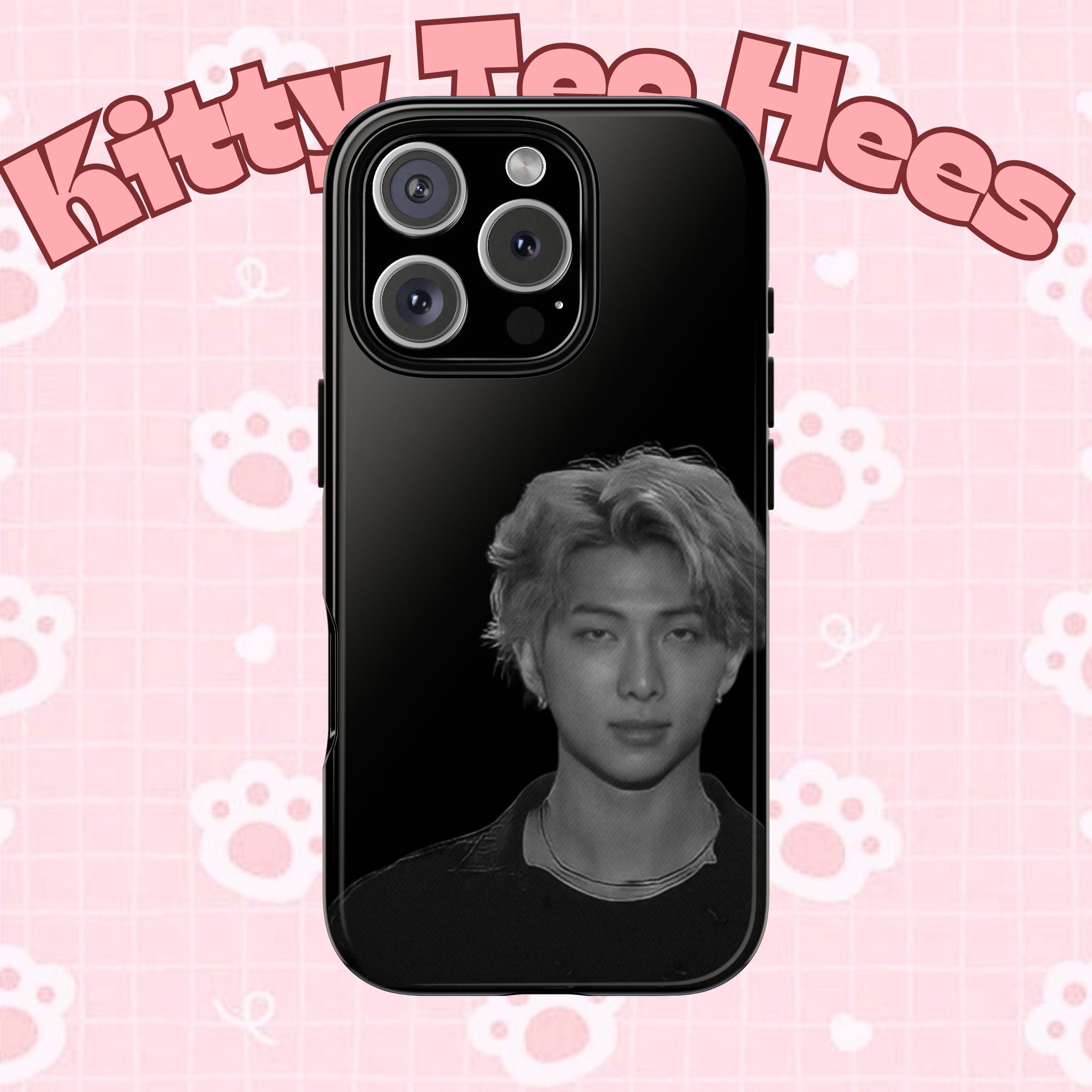 Namjoon BTS concert-themed iPhone case by Printify, rugged phone protector with custom design featuring BTS imagery.