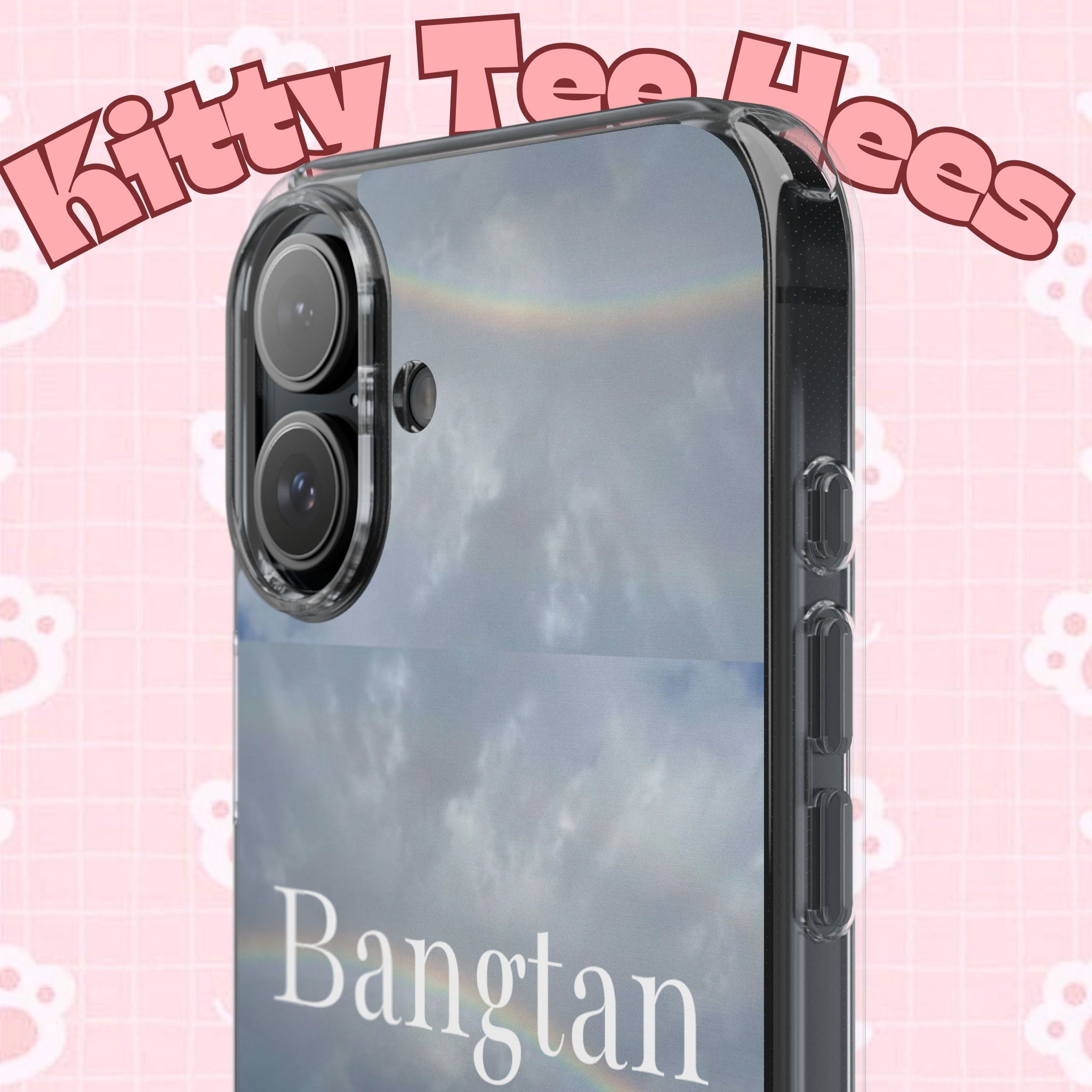 Clear impact-resistant phone case featuring Bangtan Boys K-pop design, perfect for protecting and showcasing your phone.
