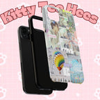 K-pop BTS collage phone case for iPhone and Samsung featuring pastel hot air balloon and aesthetic design by Printify