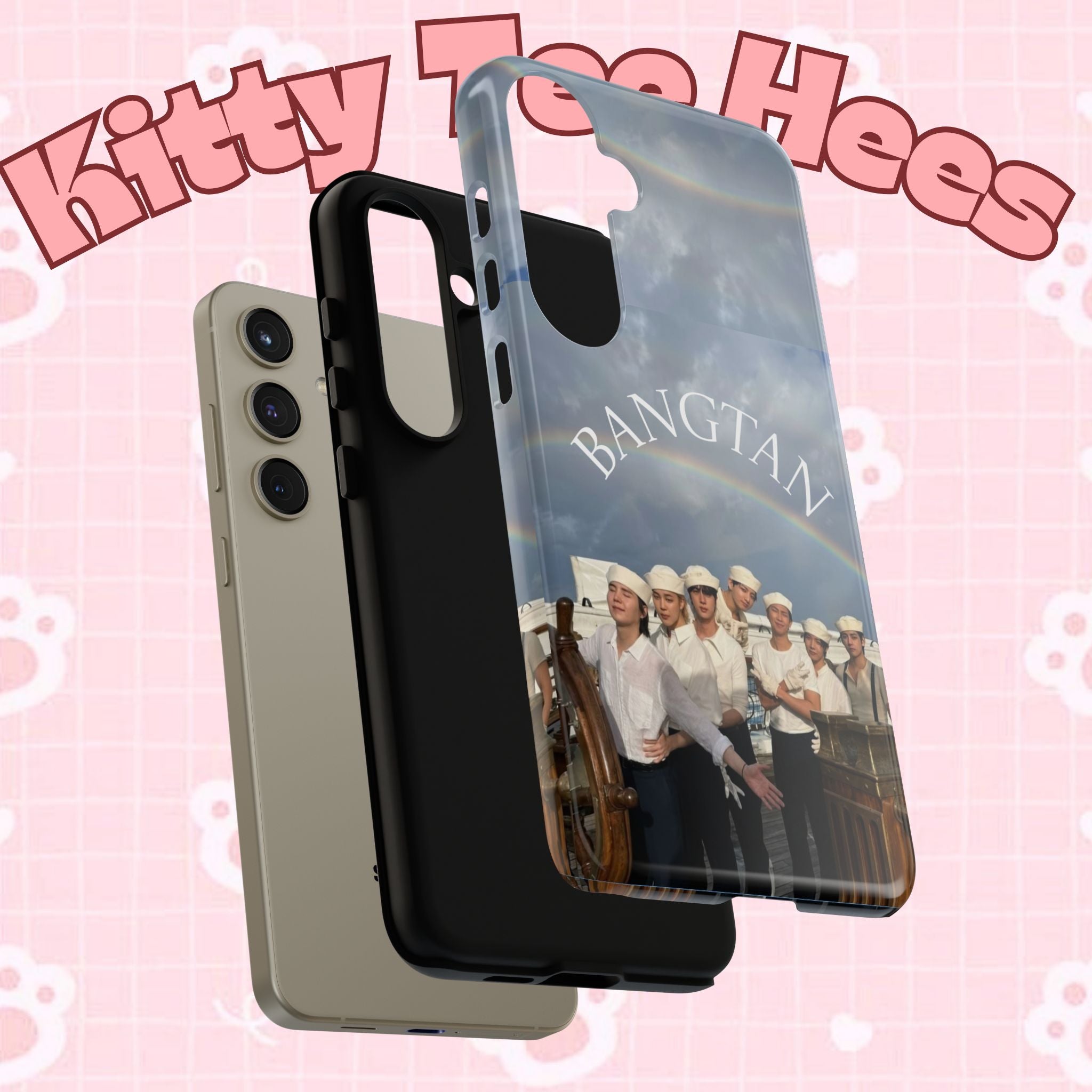 Cute Sailor Bangtan BTS Swim phone case for iPhone and Samsung, featuring sailor-themed design by Printify.