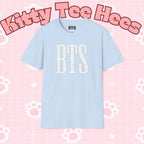 Classic BTS T-shirt featuring Bangtan Boys outline design, casual K-pop band tee with simple, cute BTS logo on comfortable fabric.