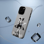 Monochrome BTS Jungkook phone case by Printify featuring impact-resistant design and bold letter branding.