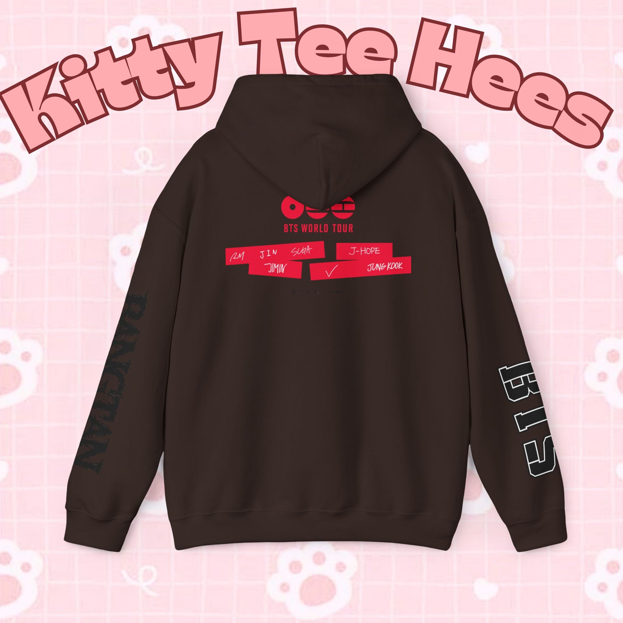 ARIRANG BTS world tour hoodie featuring Bangtan sleeve design, comfortable graphic sweatshirt inspired by BTS tour themes.