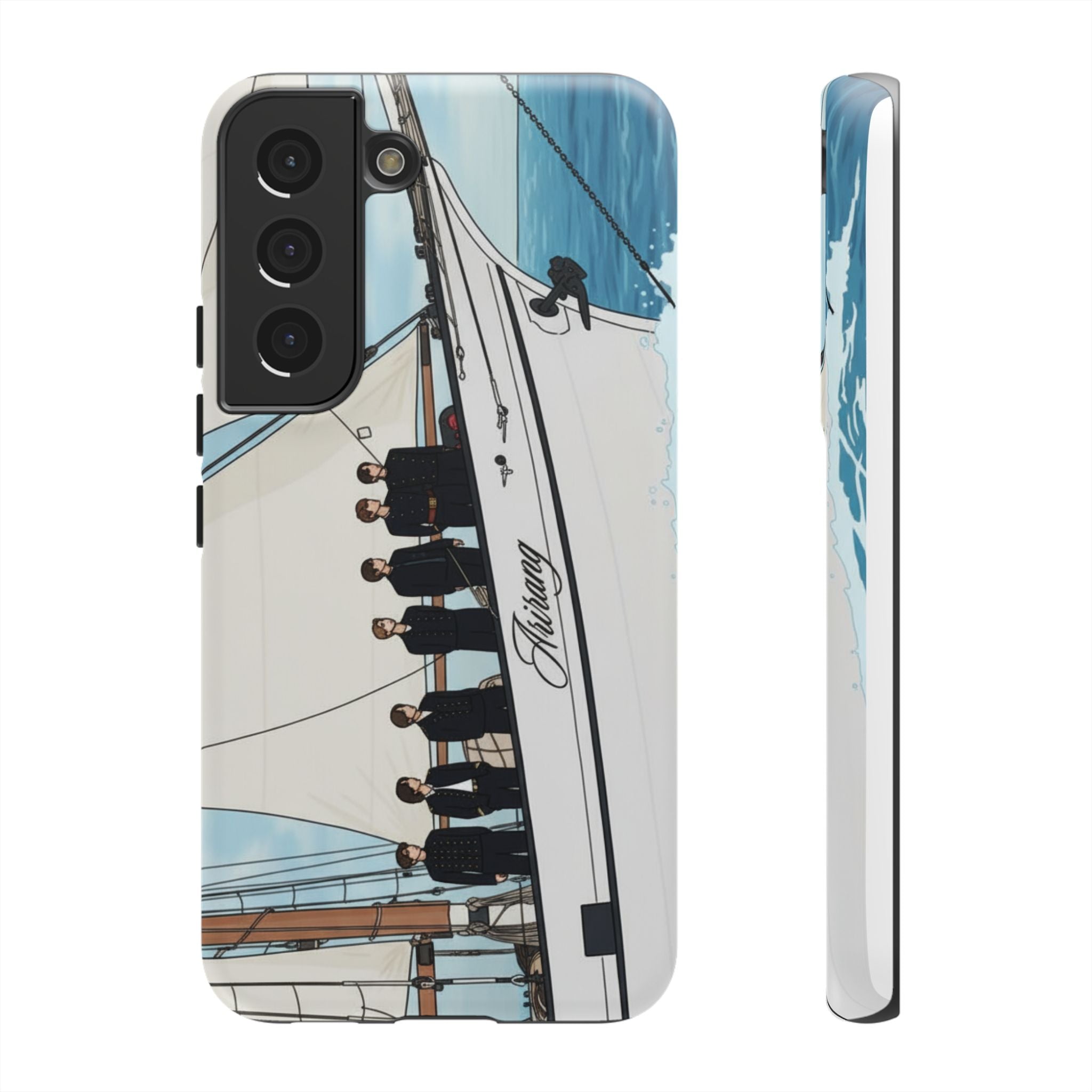 Printify BTS Arirang swim phone case for iPhone 17 and Samsung, tough concert-themed case featuring Bangtan boy band design.