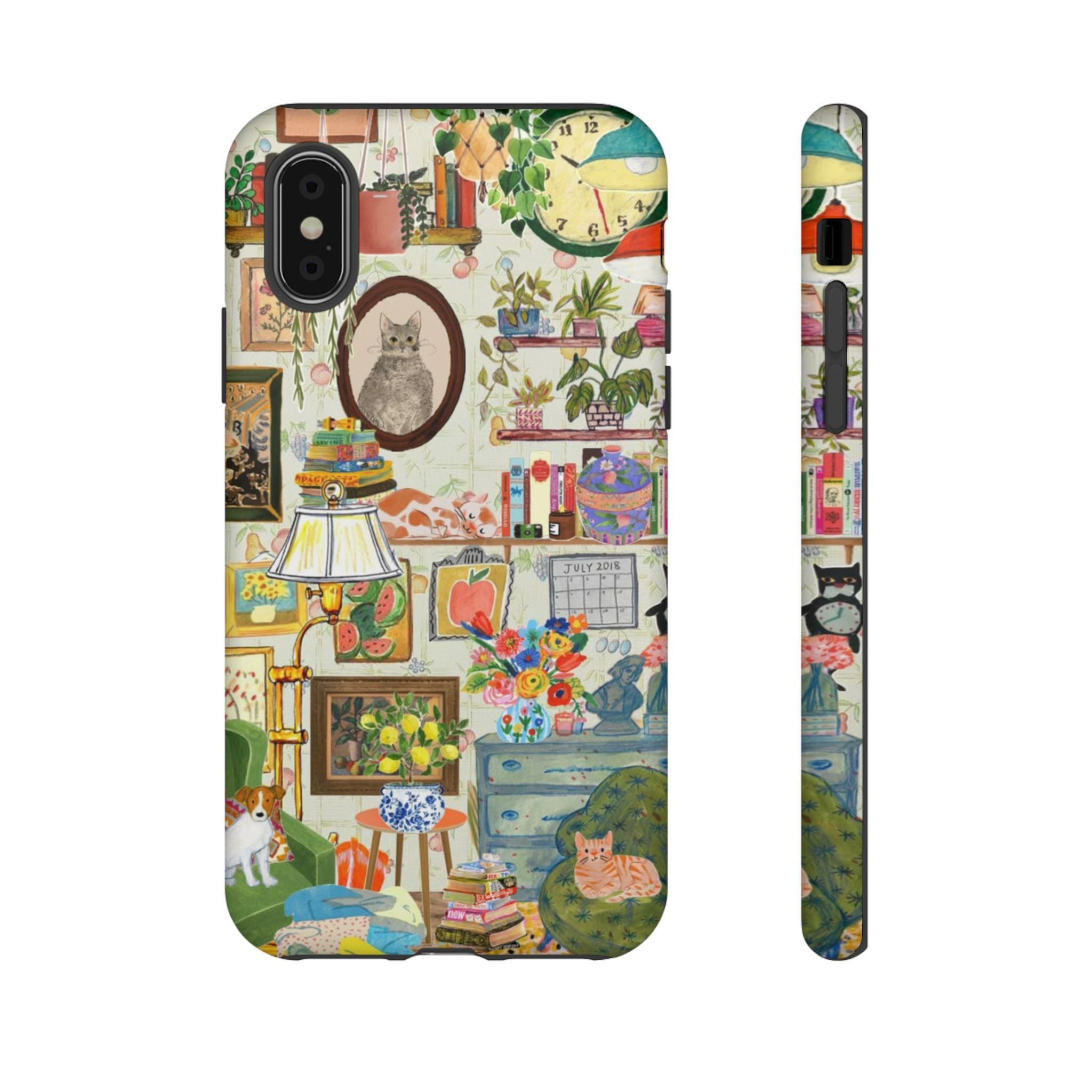 Cute cat portrait phone case for iPhone 17 by Printify, featuring a cozy living room pet home design with stylish, adorable cat artwork.