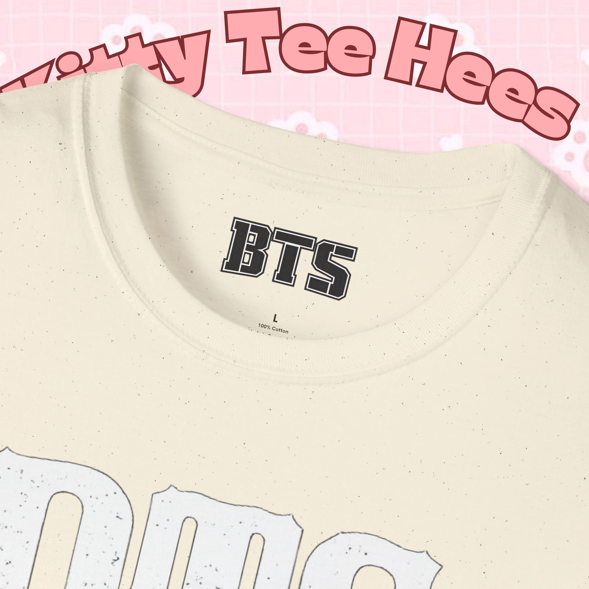 BTS classic T-shirt by Printify featuring a simple outline design of Bangtan Boys, casual K-Pop band shirt for fans