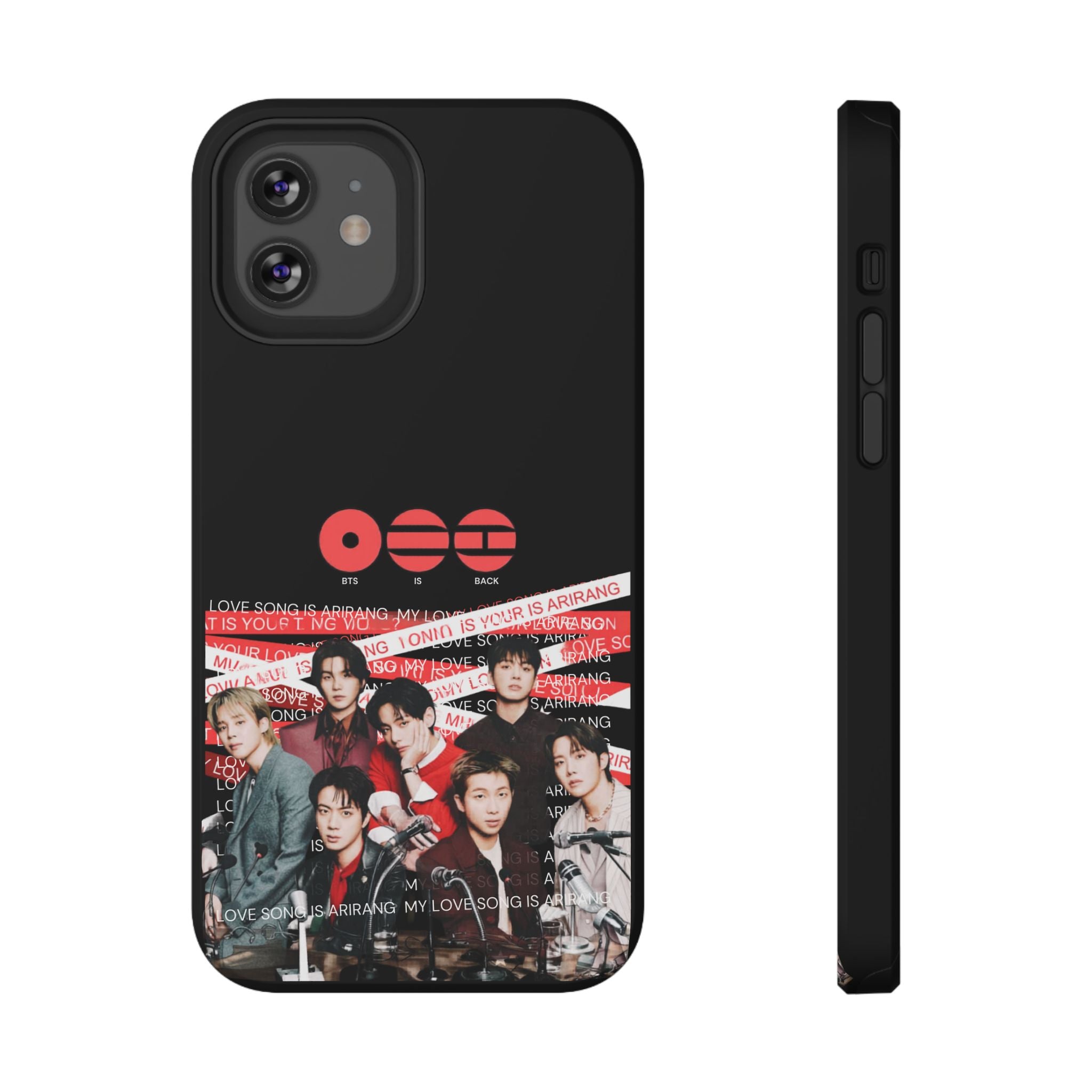 Printify BTS Bangtan phone case featuring fanmade BTS concert design, impact-resistant K-pop boy band photo phone cover