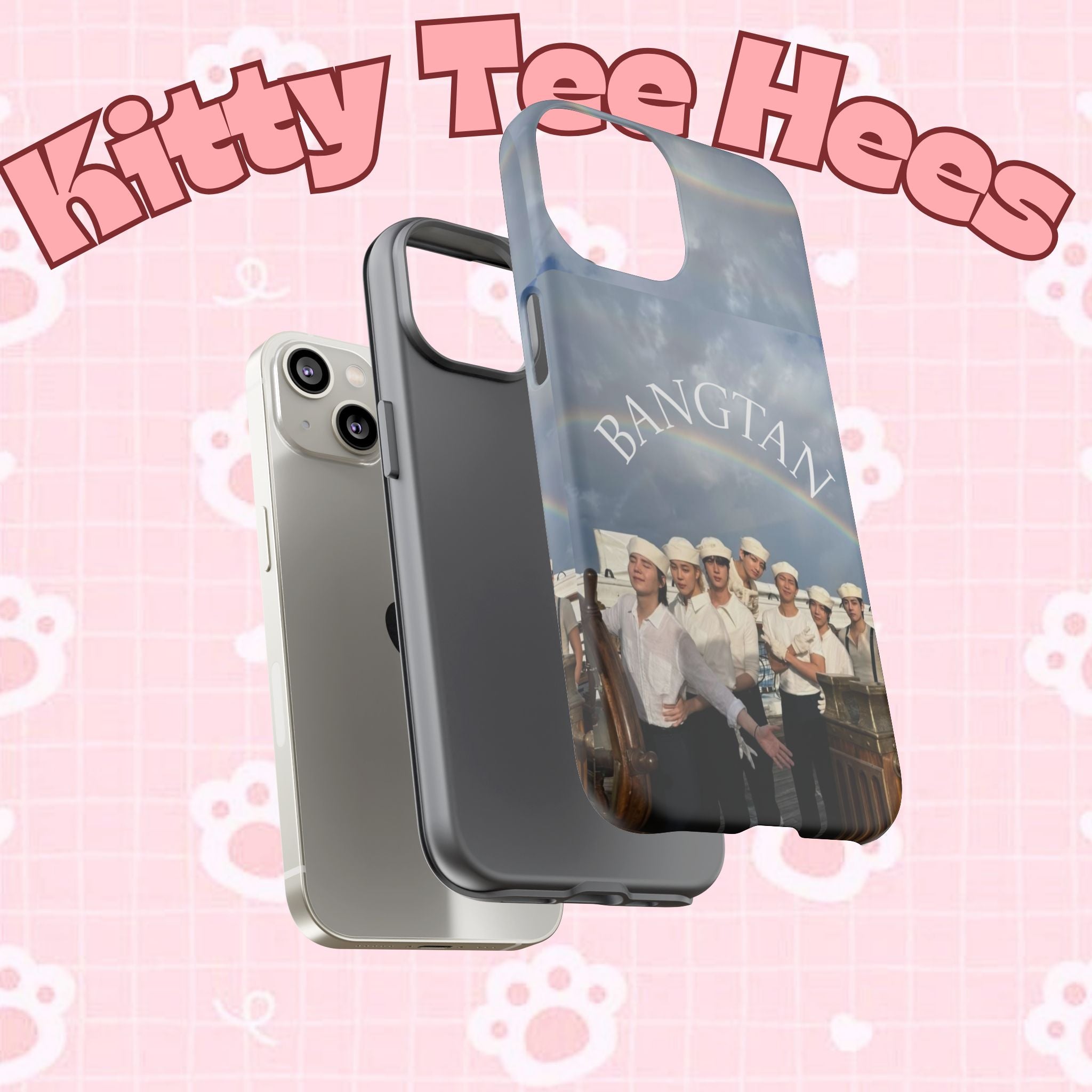 Cute Sailor BTS Swim phone case for iPhone and Samsung, featuring colorful Bangtan Sailor design by Printify.