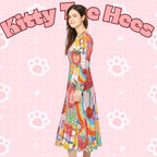 Printify strawberry picnic floral long sleeve dress with all-over print, perfect for casual spring and summer garden outings.