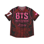 All-over print BTS Merry Go Round Jersey featuring colorful BTS concert design, made by Printify.