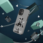 Monochrome BTS Jungkook phone case by Printify featuring impact-resistant design and stylized letter branding.