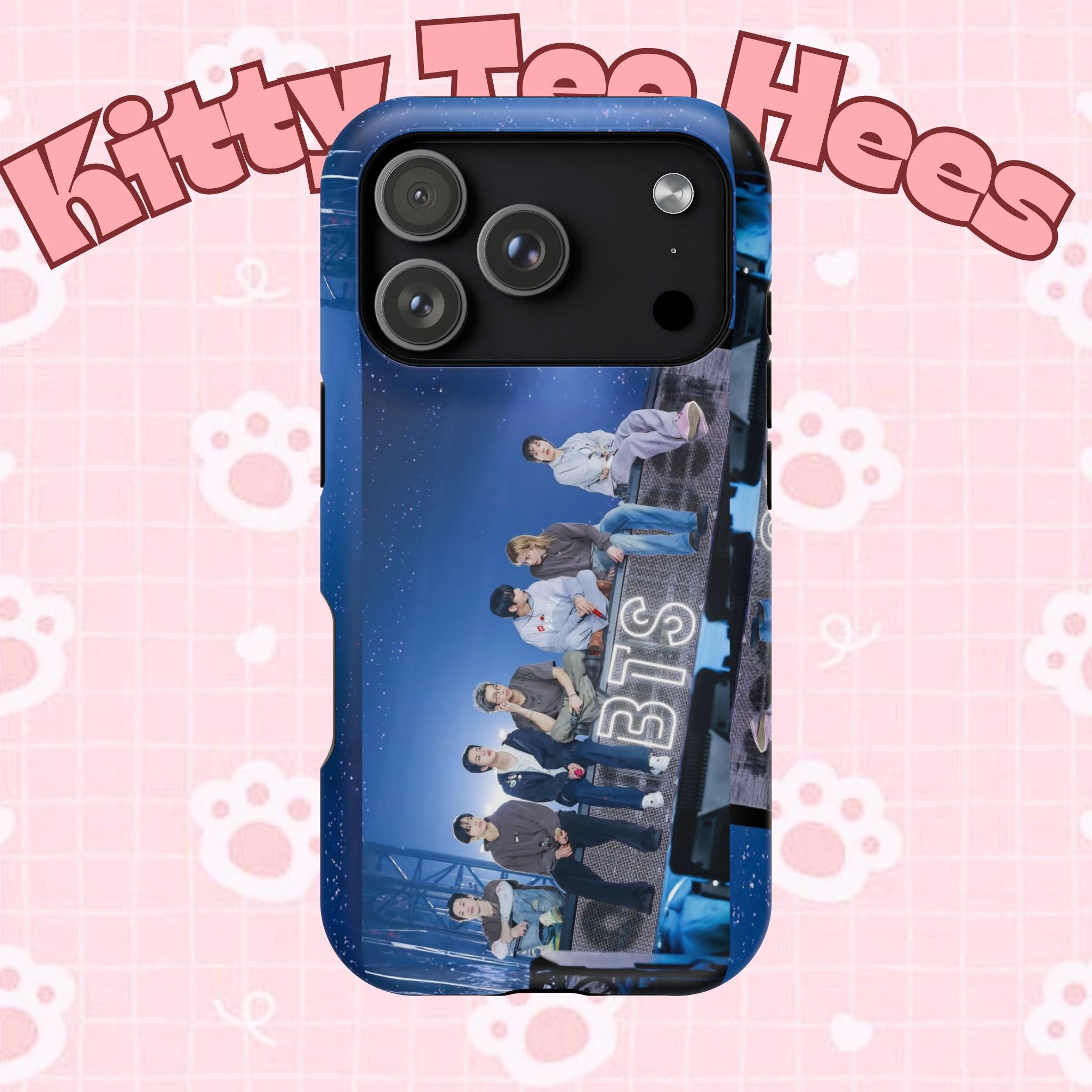 Printify BTS Bangtan World Tour Arirang impact-resistant phone case for iPhone 17 and Samsung Galaxy 26 Ultra, with colorful tour design.