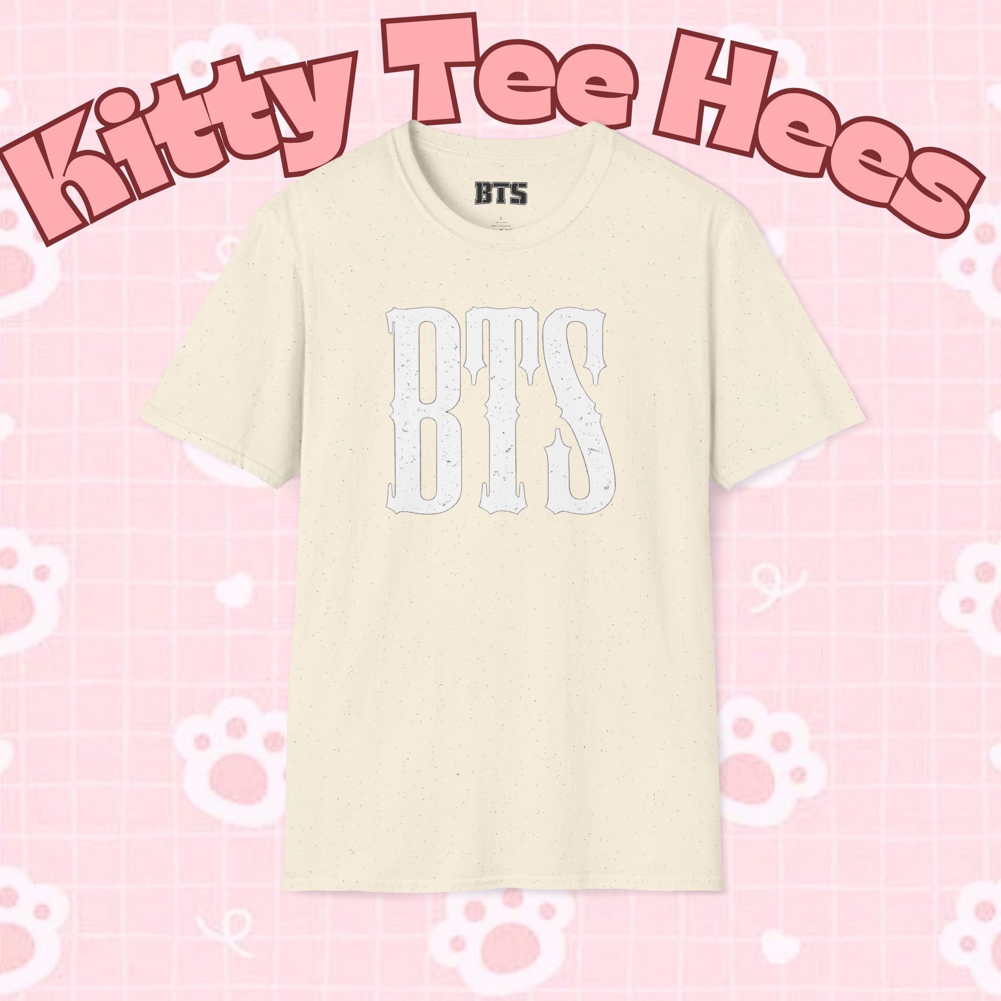 BTS classic T-shirt by Printify featuring a simple outline design of Bangtan Boys, casual K-Pop band tee for fans