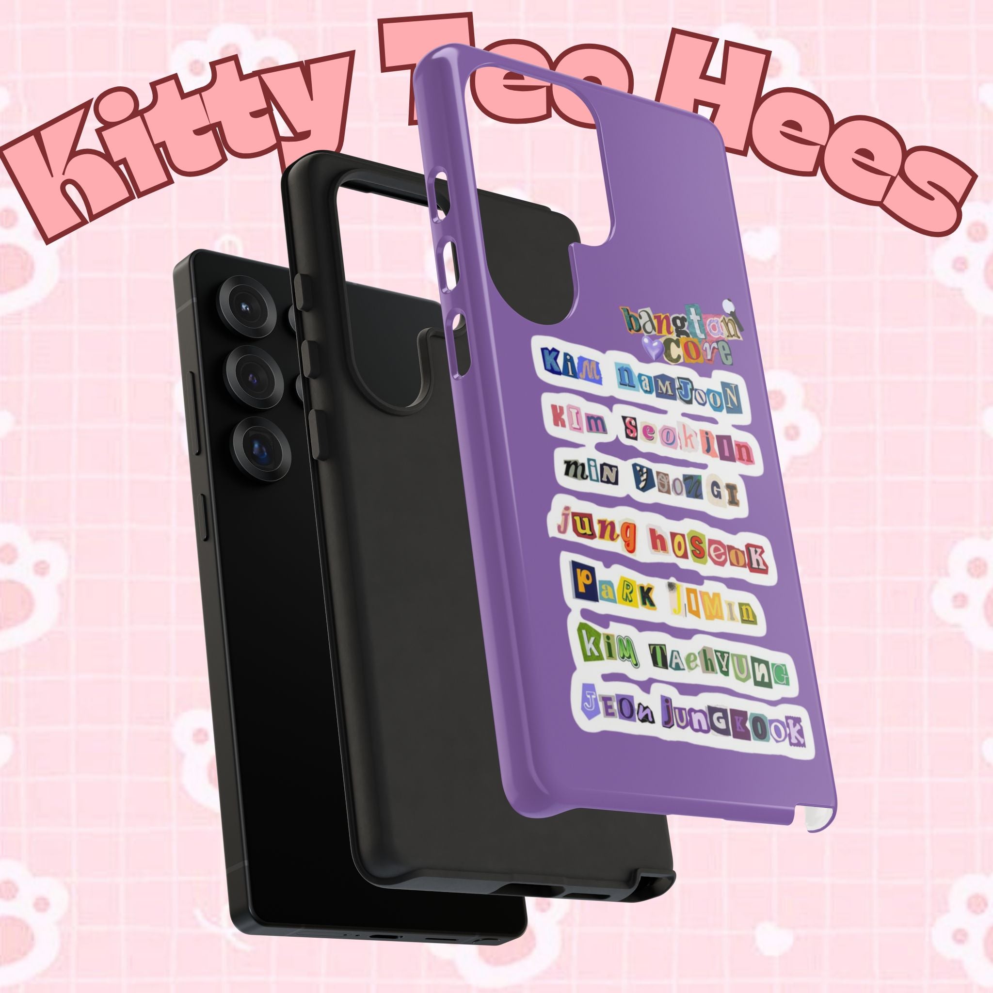Custom BTS phone case featuring Jungkook, Jimin, and Rap Monster for iPhone 17, with tough protective design.
