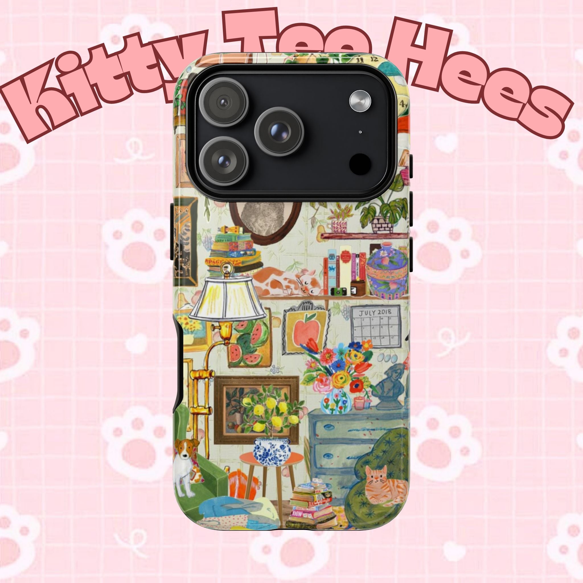 Printify cute cat framed iPhone 17 case featuring a cozy pet portrait design, stylish and protective for your phone.