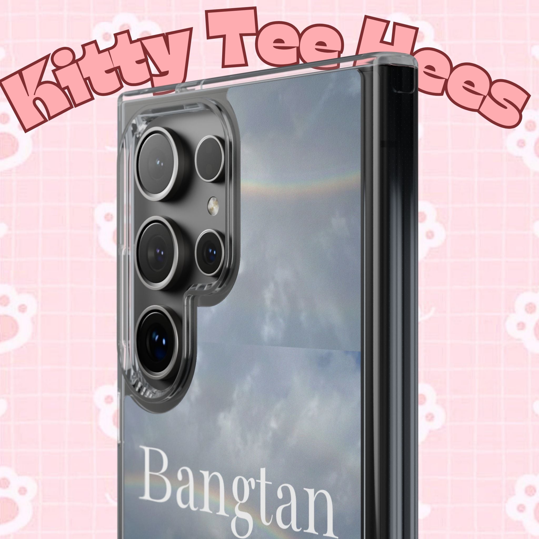 Clear impact-resistant phone case featuring Bangtan Boys K-pop design, perfect for protecting and showcasing your phone.