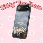 Clear impact-resistant phone case featuring cute Bangtan Boys K-pop design for a smartphone.