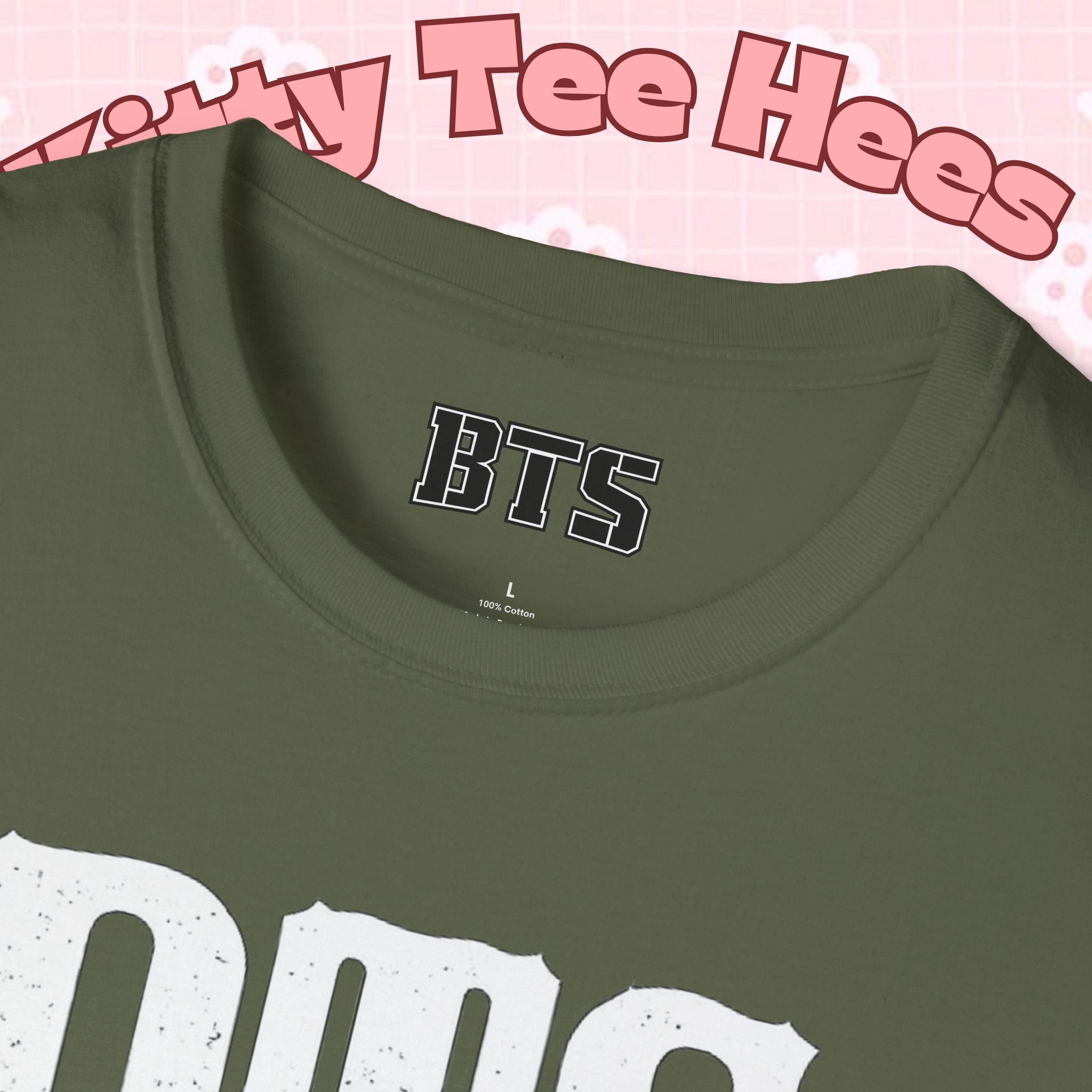Printify BTS classic T-shirt with Bangtan Boys outline design, featuring a simple, cute K-Pop band tee for fans.