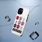 Printify BTS Arirang vinyl record phone case featuring impact-resistant design and vibrant BTS fan merchandise artwork.