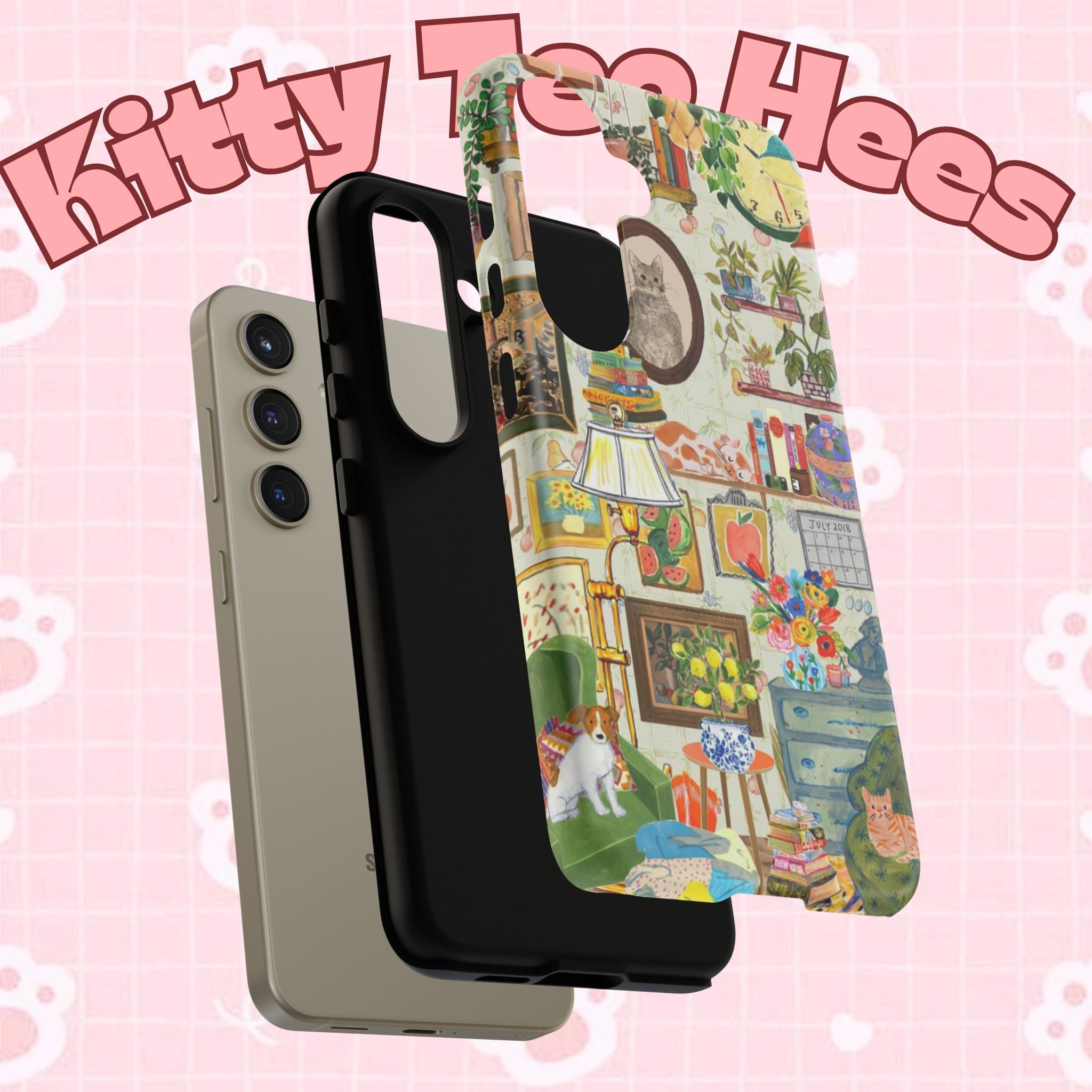 Cute cat portrait phone case for iPhone 17 by Printify, featuring a cozy living room pet design and stylish protective cover.