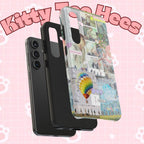 Printify BTS collage phone case for iPhone and Samsung featuring pastel hot air balloon and K-Pop photo collage design.