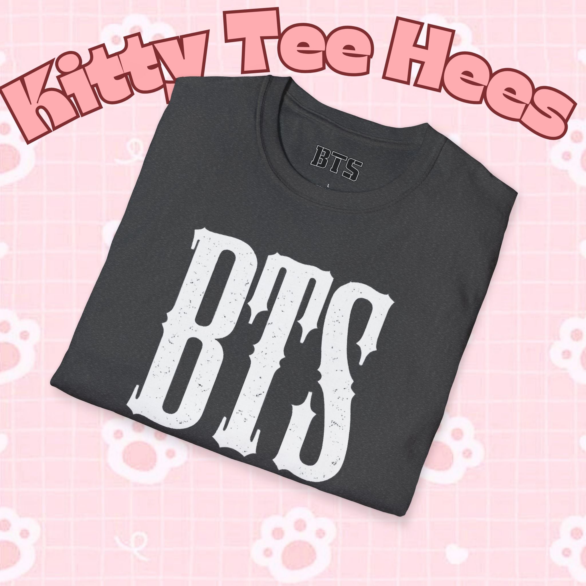 Printify BTS classic T-shirt featuring a simple outline design of Bangtan Boys K-Pop band, casual and stylish BTS shirt.