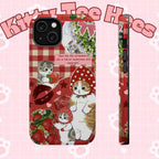 Cute strawberry Cat Magnetic Tough Cases Funny cat phone case, cute iphone 17 case Adorable Phone Case for Cat Lovers - Kitty TeeHees
