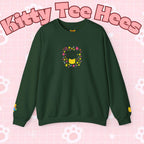 Kitty Tee Hees sweatshirt | Cute kitty illustration, pastel stars and flowers - Kitty TeeHees