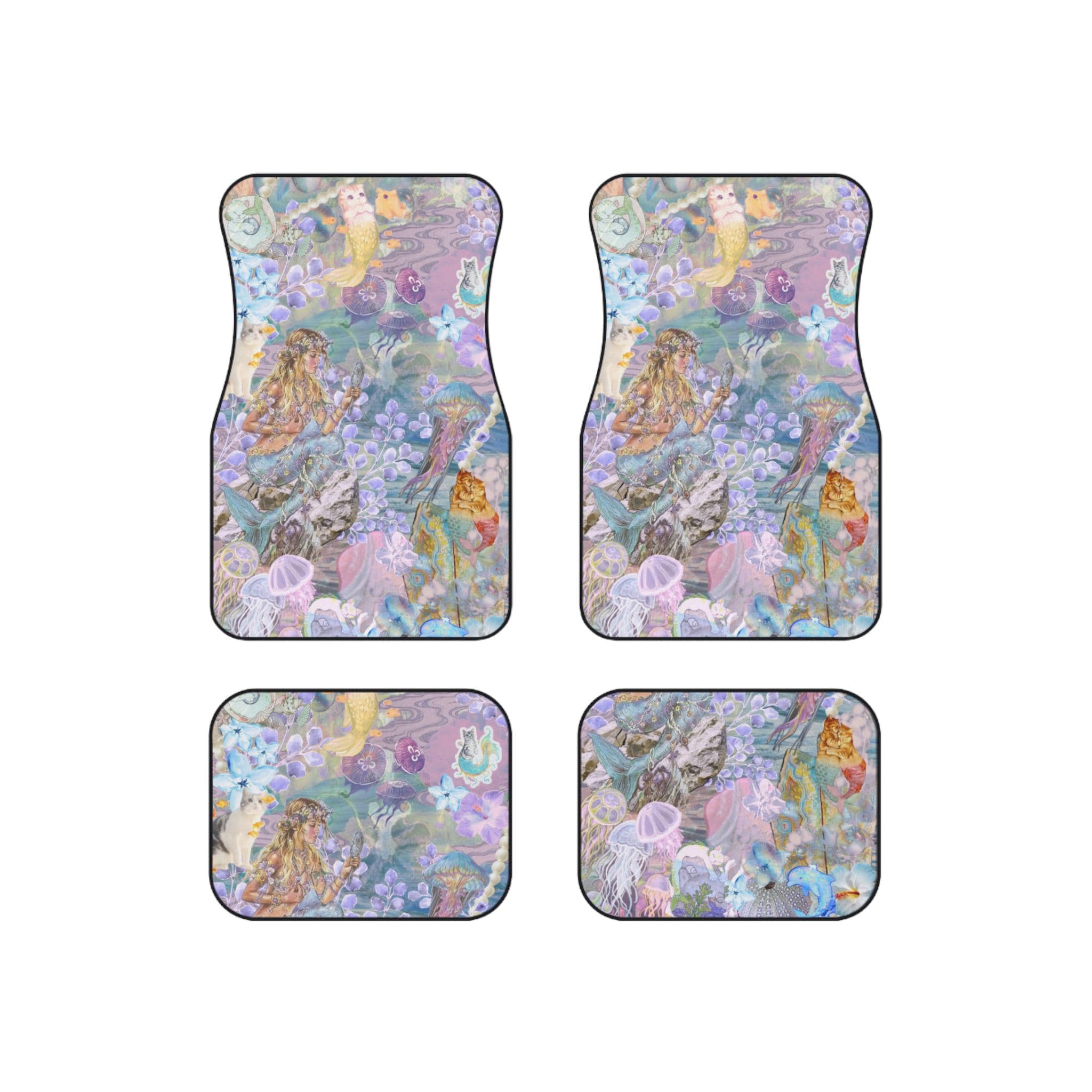 Mermaid pattern Car Mats | Set of 4, Cute Mermaid Floor Liners - Kitty TeeHees